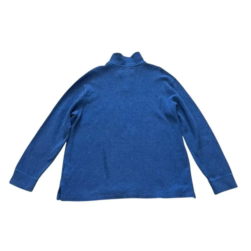 Polo Ralph Lauren Pullover Men XL Blue 1/4 Zip Mock Neck Preppy Y2K Sweater
